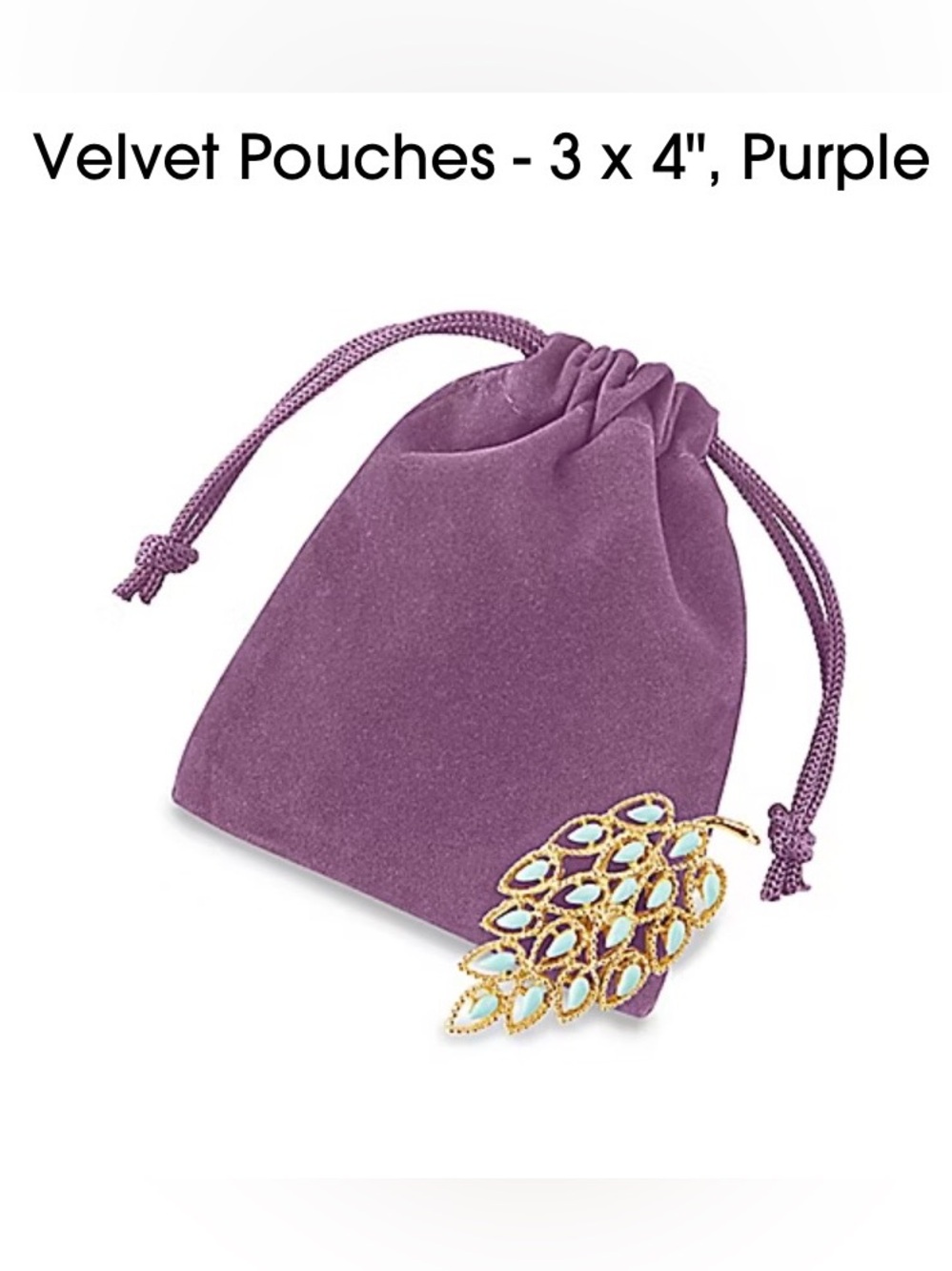 100 Pack Purple Velvet Drawstring Pouches - 3 x 4" Gifts, Jewelry, Coins